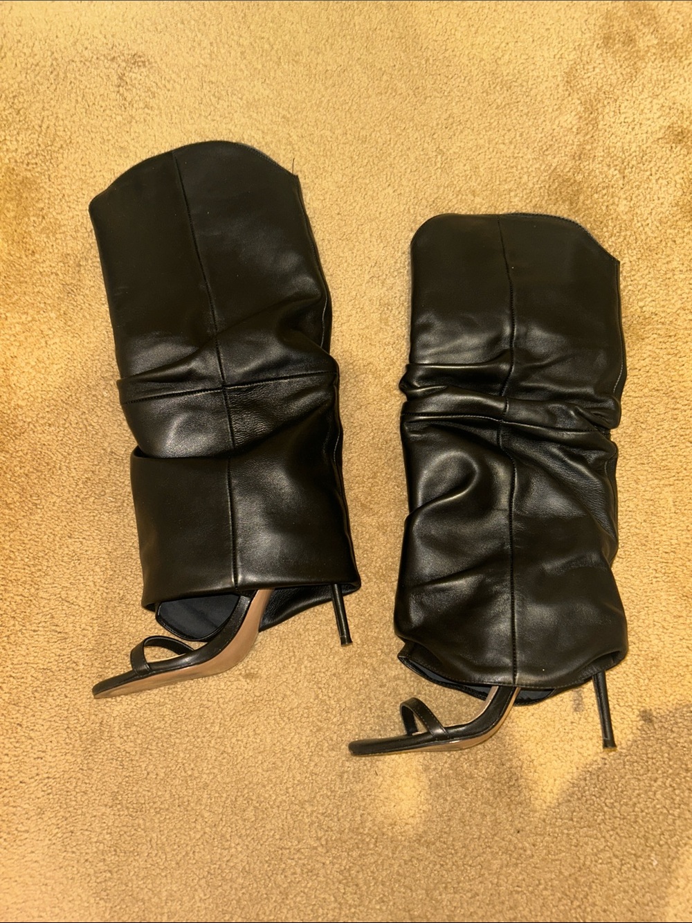 Black Slouchy Stiletto Booties - Women